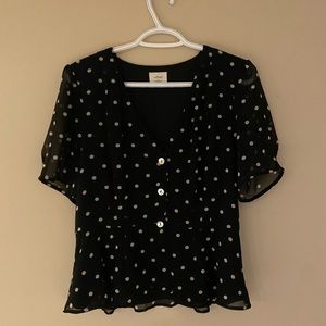 Size 10 Wilfred Blouse - Black Polka Dot